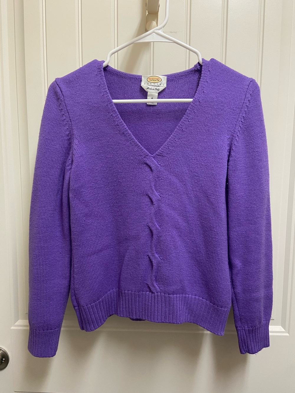 Vintage Talbots Petites Made in Italy Wool Cashmere Purple V-Neck Sweater